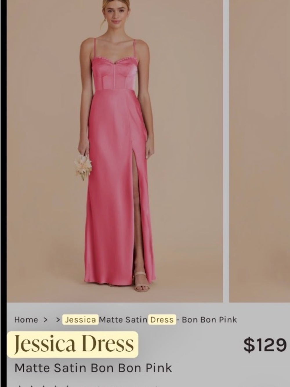 Birdy Grey Hot Pink Satin Spaghetti Strap Dress